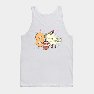 I am 8 with chicken - kids birthday 8 years old Tank Top